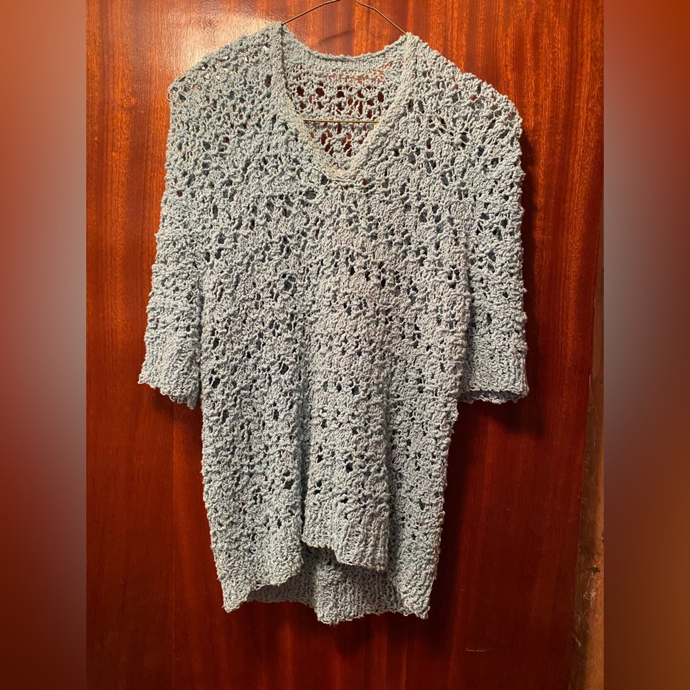 Light Blue Crochet Knit Sweater